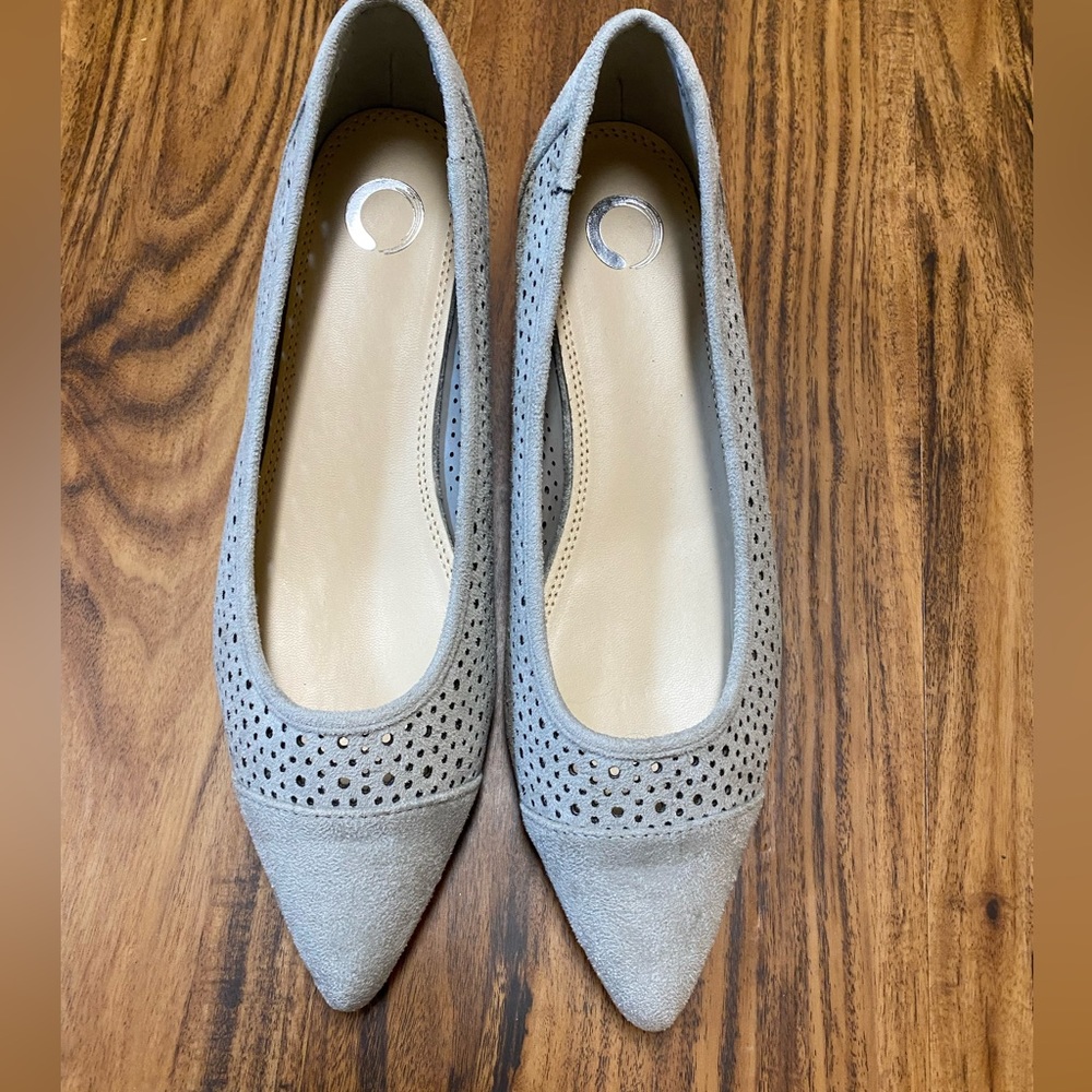 NEW Gray Suede Slip Ons